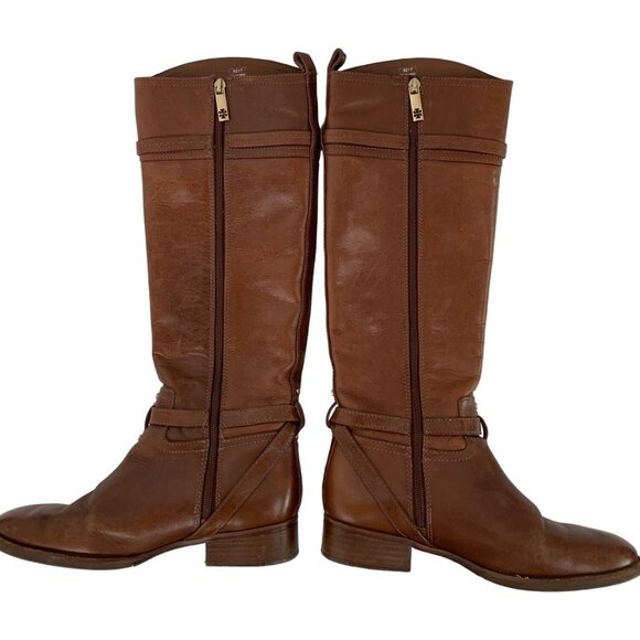 Tory Burch Leather Riding Boots Size 8.5M Brown Equestrian Brazil Zip GUC 7930 - Picture 10 of 13